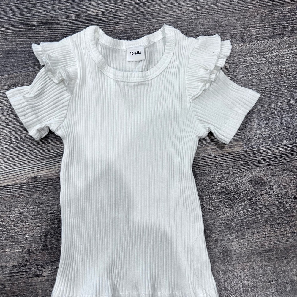 Elegant White Ruffled Kids Tee